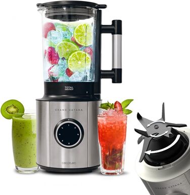 Cecotec Stand Mixer Grand Katana 2700MAX Total Destroy Screen B. Maximum Power 2700W, Digital Display, 8-Blade Knife with Black Titanium Coating, 1.8L Glass Jug