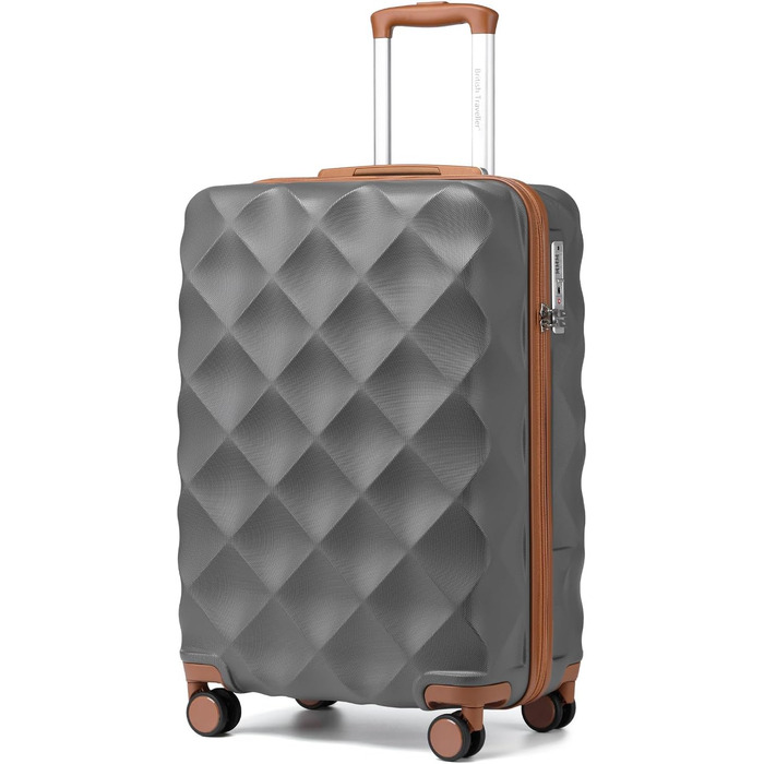 Чохол валіза British Traveller Hartschalenkoffer Groß, 74.5 x 49 x 30.5 см, сірий, з TSA-замком та 4 колесами для подорожей та бізнесу