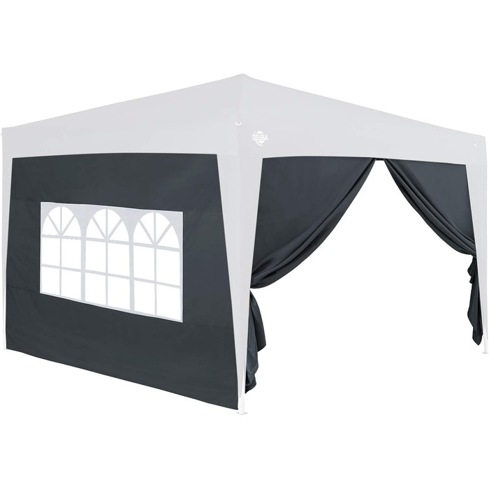 Deuba® 2-piece side walls, each 3x2 m (approx. 9.8 x 6.6 ft), water-resistant, side windows with zipper, tie-down straps, gazebo, pop-up tent, party tent, garden tent, anthracite, 6x3m