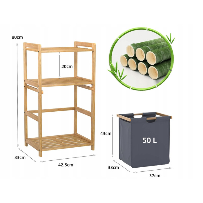 Кошик для білизни Fexplendid, ємність 50 л, 80 x 43 x 33 см