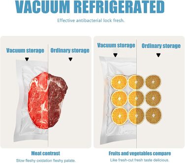 Вакуумний пакувальник харчових продуктів 5-в-1 з 10 пакетами 20x30 см, 65Kpa, знімний прилад для запаювання фольги, LED-дисплей та різак для сухих та вологих продуктів (сірий)