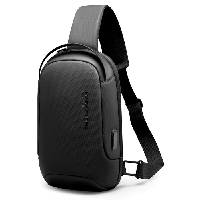 Водонепроникна сумка-слінг Mark Ryden Crossbody проти крадіжок для чоловіків та жінок, сумка через плече для подорожей, під планшет 9.7' iPad, чорна
