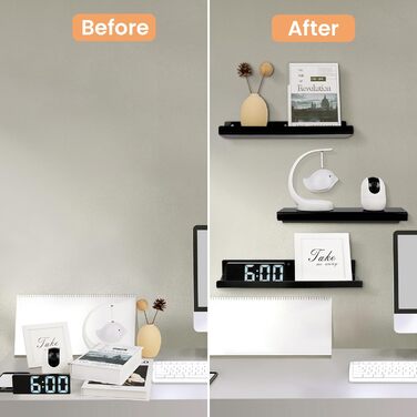 Настінні полиці Upsimples, 4 шт., білі, без свердління, 38x10 см, для ванної, спальні, кухні