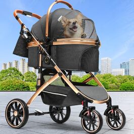 YITAHOME 3-in-1 Dog Stroller & Cat Carrier - Folding Pet Buggy for Dogs up to 20kg - Black