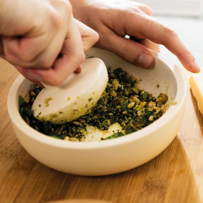 BergHoff Mortar and Pestle 17 cm - Leo (Mortar and pestle made of stoneware, for herbs / spices, grinder, for freshly ground spices, for preparing pesto) 3950033