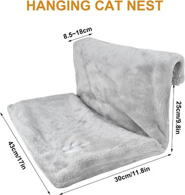 Килимок для котів на радіатор Dokeno, лежанка-гамак, м'який плюшевий, 46x30x25 см