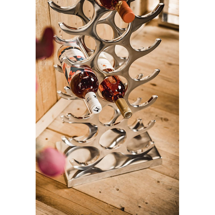 MichaelNoll Wine Rack Bottle Rack Bottle Aluminum Silver Luxury - Wine Rack, Modern Metal Shelf - Bottle Holder/Bottle Stand for Bottles of Prosecco, Wine and Champagne - 101 cm XXL