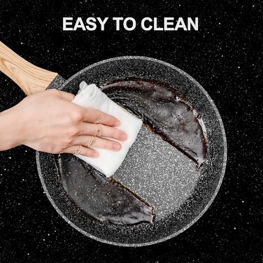 Сковорода з антипригарним покриттям Michelangelo з кришкою 28 см, глибока сковорода з кришкою, каструля 28 см, сковорода з антипригарним покриттям з м'якою бакелітовою ручкою, для індукційних плит, чорна