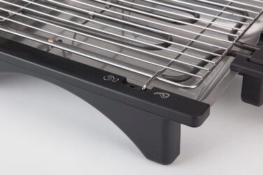 BQ95 Electric Grill, perfect for two people, smoke-free, odor-free, detachable grill with 2 height levels, stainless steel tray, healthy cooking with water [Energy efficiency class A]
