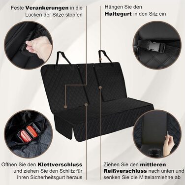 Захист для заднього сидіння автомобіля Angooni для собак - водовідштовхувальний, антиковзний, стійкий до подряпин (135x120 см), сумісний з автокріслом Isofix