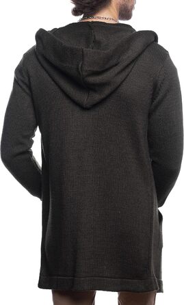 Чоловічий кардиган Carisma з капюшоном, довгий, з боковими кишенями. Зручний кардиган для чоловіків, модель 7601 (L, Хакі)