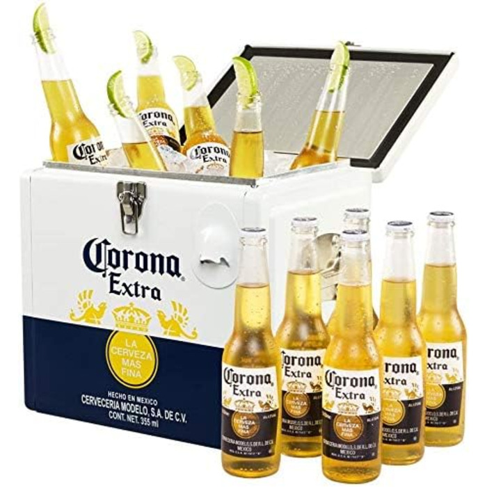 Алюмінієва ретро-холодильник Corona на 12 банок (12 л) з ручками та відкривачкою для пляшок