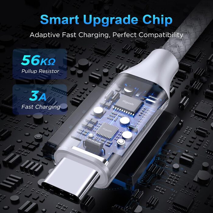 Кабель USB-C на USB-A, 30см, 2 шт., білий. Швидка зарядка, нейлон, для iPhone, Samsung Galaxy