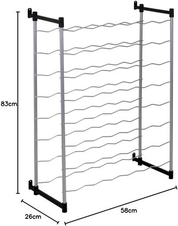 Metaltex Bottle Rack, Metal, Grey, For 72 Bottles (Suitable for 48 Bottles)