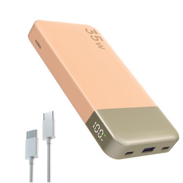 Power Bank NOBIS 35W 10000mAh з цифровим дисплеєм, USB-C, PD, QC, для смартфонів, планшетів, камер (Оранжевий)