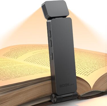 LED лампа для читання Maxtachi - кріплення на книгу, 3 кольори, регулювання яскравості, USB, сірий, для дітей