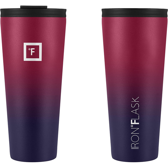 IRON °FLASK Classic Tumbler 2.0 - Stainless Steel Water Bottle with 2 Lids (Straw Flip), Vacuum Insulated, Double-Walled Travel Mug - 32 oz (Dark Rainbow)