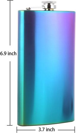 Фляга TANEAXON з воронкою та коробкою, нержавіюча сталь, не протікає (Райдужний колір, 355 мл)