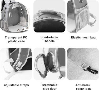 Сумка-переноска для котів, домашніх тварин, рюкзак-переноска, передня кишеня для маленьких, середніх котів, цуценят, собак (сіра)