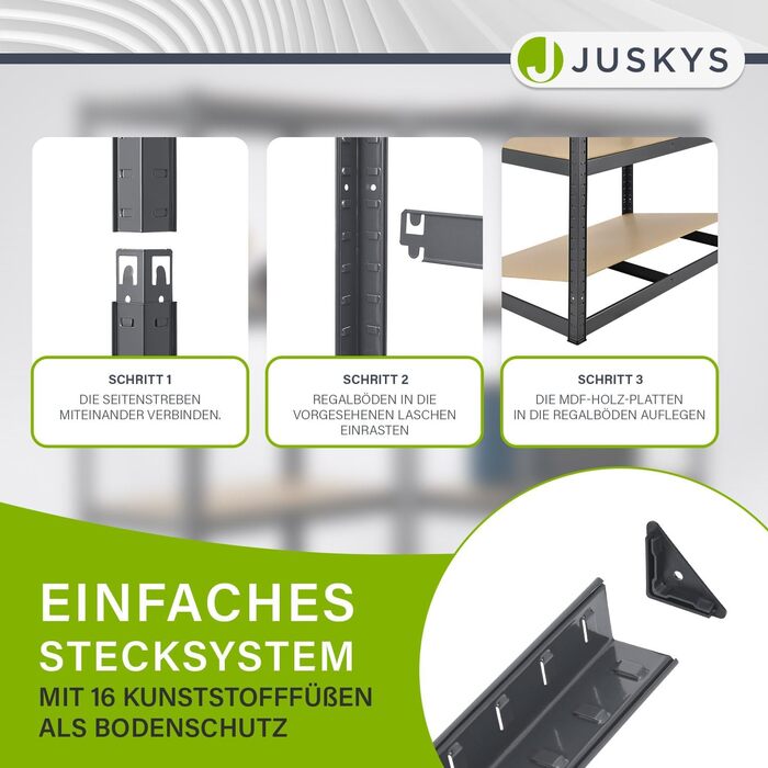 Металеві стелажі Juskys Basic 2 шт. 180x90x40 см - 1750 кг - 10 ярусів - сірий