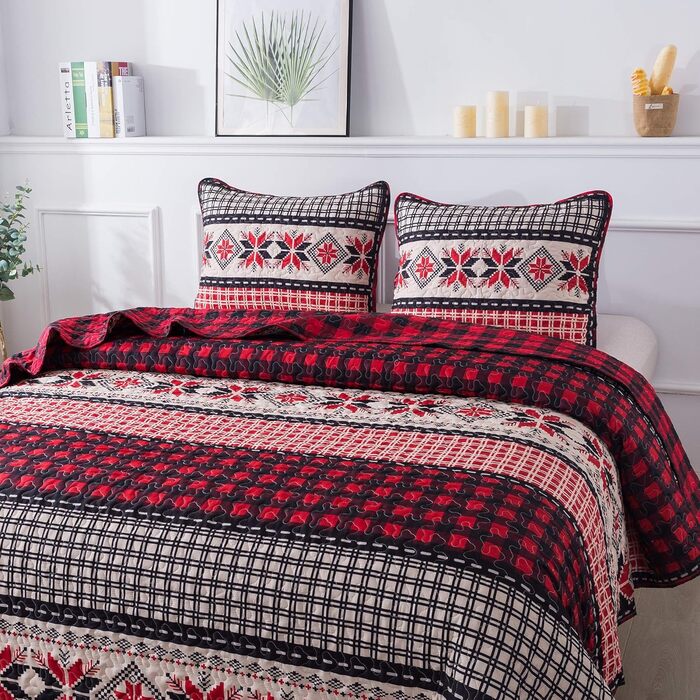 Комплект постільної білизни Soul & Lane: ковдра з 2 наволочками, дитячий, з дикими тваринами, природа, рустикальний стиль, Queen