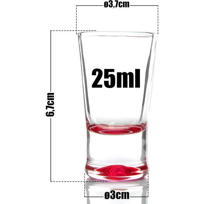 BigDean 48x Shot Glasses 2cl - Glass Shot Glasses - Colored Shot Glasses for Schnapps such as Tequila, Vodka, Ouzo, Sambuca, Liqueur - Shot glasses, Pinnchen