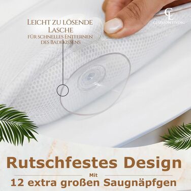 Подушка для ванни для всього тіла 126x41 см з підголовником, підтримкою для шиї, спини та ніг. Біла, тепла біла. У комплекті: мішок для прання/подорожі та гачок для сушіння.