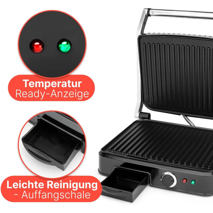 Clatronic 2000W Contact Grill | Non-Stick Grill Plates | Panini Grill Toaster | KG 3487