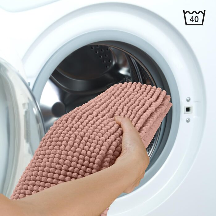 Килимок для ванної Blumtal Chenille 40x60 см - сертифікований Oeko-TEX, нековзний, миючий, сірий (Dusty Pink, 120x70 см, прямокутний)