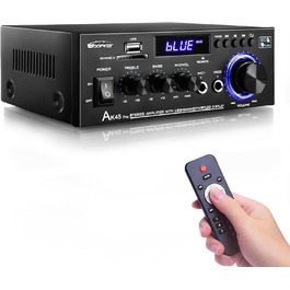 AK45 Pro HiFi підсилювач WOOPKER Mini, 500Вт, 2-канальний, Bluetooth, HiFi стерео з FM-радіо, USB, SD, RCA, MIC, аудіо ресивер для дому та авто