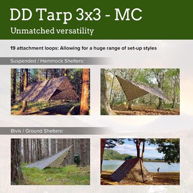 Тент DD Tarp 3x3 MC – легкий камуфляжний тент для гамака, кемпінгу та сольного відпочинку на природі