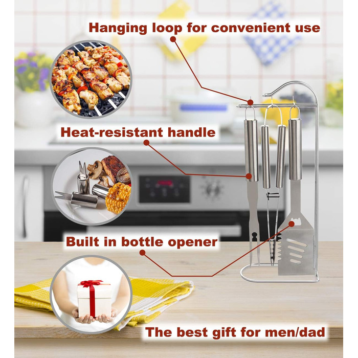 Набір інструментів для гриля Romanticist 20 шт. у кейсі - професійний аксесуар для приготування на грилі, барбекю, кемпінгу та копчення