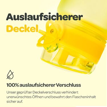 Пляшка для води Hydracy з фруктовим відсіком 500 мл, жовта - BPA-free, з міткою часу, спортивна, герметична