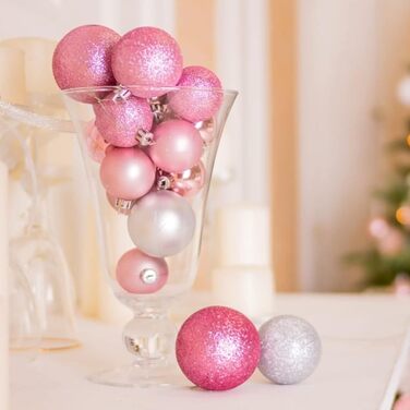 Новорічні кулі Рожеві, 36 шт. Кулі для ялинки з пластику 4 см, набір прикрас для ялинки, декор для святкування