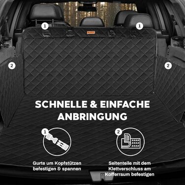 Захист для багажника автомобіля від бруду та подряпин для собак, водонепроникний, з захистом бокових стінок та краю, універсальний, 174 x 190 см (Чорний)