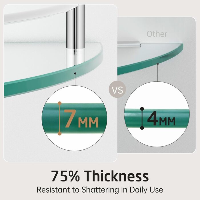 Скляна поличка для душу/ванної кімнати KES, скляна поличка для душу, поличка для ванної кімнати, нержавіюча сталь SUS304, BGS101A--P, щітка, 2 шт.