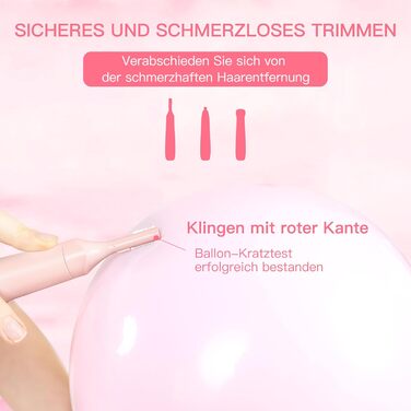 Електричний триммер для обличчя 3-в-1 для жінок: триммер для брів, для гоління та видалення волосся. Вологостійкий, портативний, рожевий.