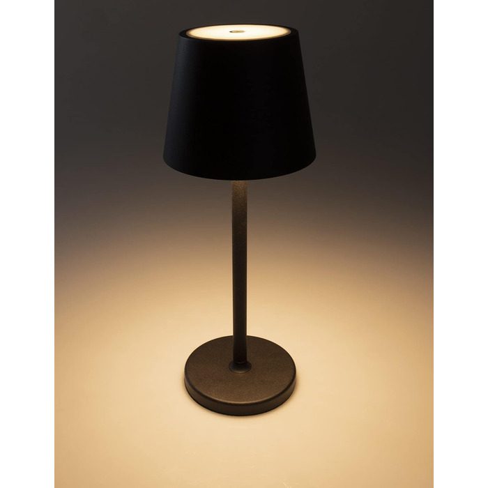 Настільний світильник акумуляторний ChiliTec 30 см LED з димером, USB зарядка, IP44, тепле світло, сенсорний вимикач (Чорний)