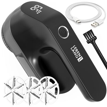 Електрична машинка для видалення ковтучків LEBENLANG, акумулятор 2000mAh, LED-дисплей, чорна