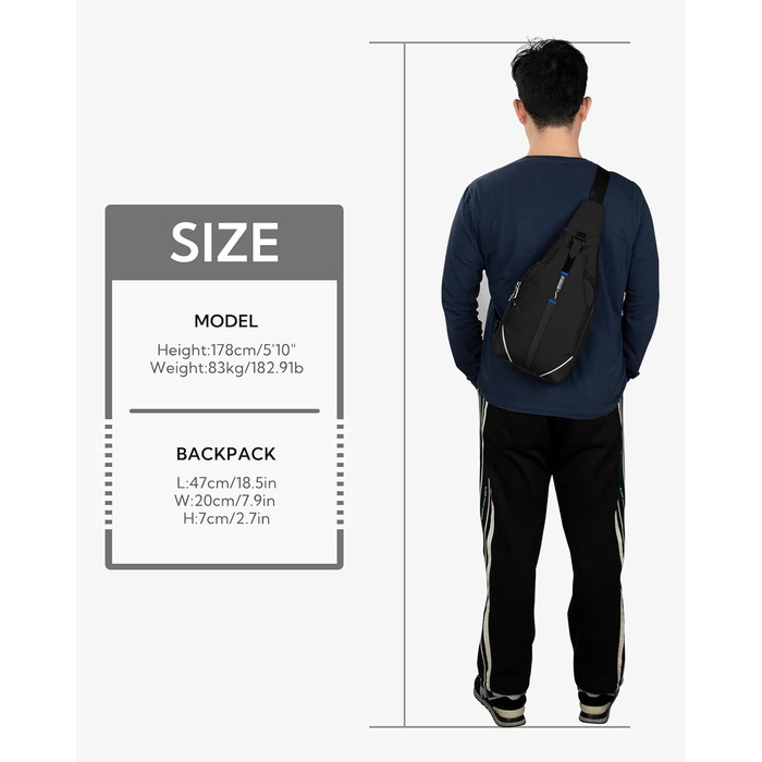 Сумка-слінг WATERFLY на груди для жінок та чоловіків, чорна, мультифункціональна, повсякденна