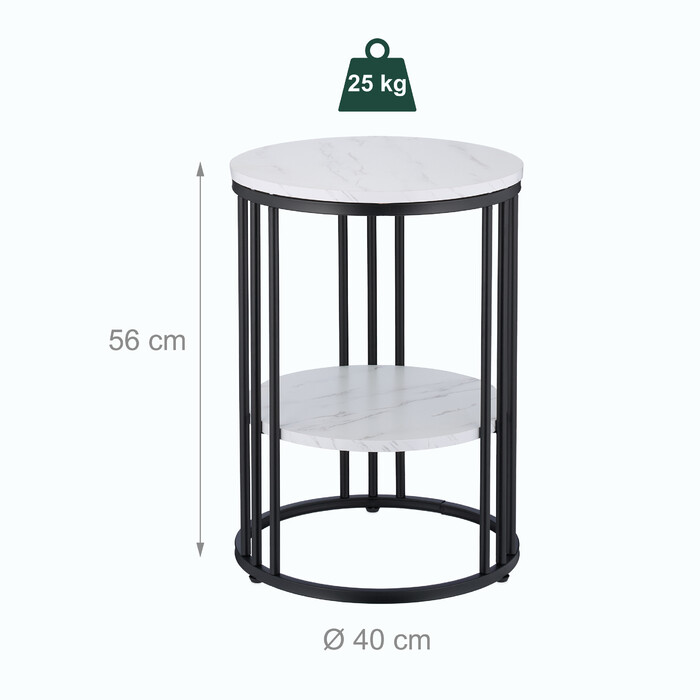 Relaxdays Side Table with Marble Look
