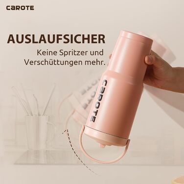 CAROTE Stainless Steel Water Bottle with Straw 960ml, Vacuum Thermos Flask with Flexible Lid, Leak-Proof, BPA-Free, Double-Walled Insulated Bottle for Hot and Cold Drinks (Pink)