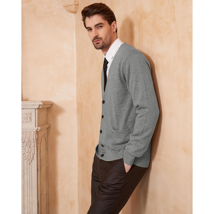 Чоловічий кардиган Kallspin з вовняної суміші, сірий, розмір L
