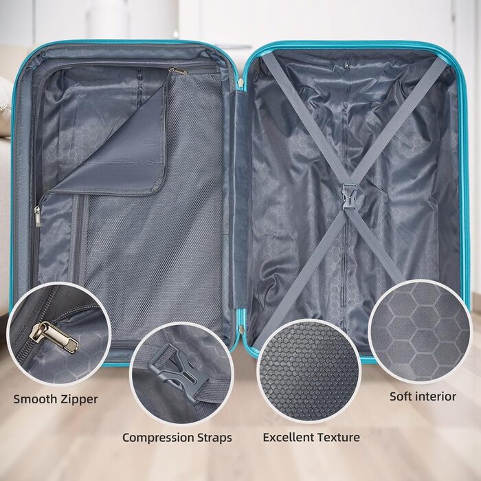 Набір валіз LARVENDER 5-ти частинний, з жорсткого корпусу, розширюваний, з кодовим замком, (Cotton Candy)