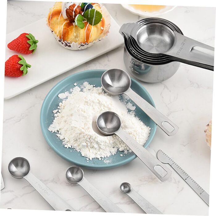 15 Measuring Spoons Conversion Chart Kitchen Scale Cutlery Bowls Kitchen Utensils Measuring Cups Set Measuring Cups Set Measuring Spoons Cups Portable Rice Spoon Stainless Steel Silver