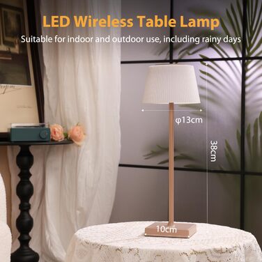 Світлодіодна настільна лампа Aigostar акумуляторна бездротова, димується сенсорним дотиком, 3 режими світла, водонепроникна IP54 для дому та саду (Світло-коричнева)