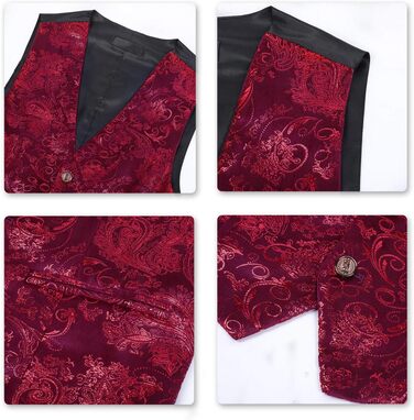 Жаккардова жилетка для чоловіків Allthemen: елегантна ансамблева жилетка для весілля та свят, червона (L)