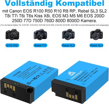 Акумулятор LP-E17 1300mAh Homesuit та LED-зарядний пристрій Dual USB для Canon Rebel SL3, SL2, T8i, T7i, T6i, T6s, EOS R10, R50, R8, RP, M3, M5, M6, 200D, 77D, 750D, 760D, 800D, 8000D (2 шт.)