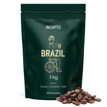 Спеціальна кава в зернах Incapto Single-Origin Brasilien, 100% Арабіка, Espresso Specialty Coffee (SCA 84), обсмажена традиційним способом, Мінас-Жерайс, 1 кг