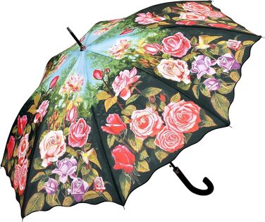 VON LILIENFELD Women's Floral Umbrella - Automatic Open, Windproof, Sturdy Stick Umbrella for Garden & Outdoor Use